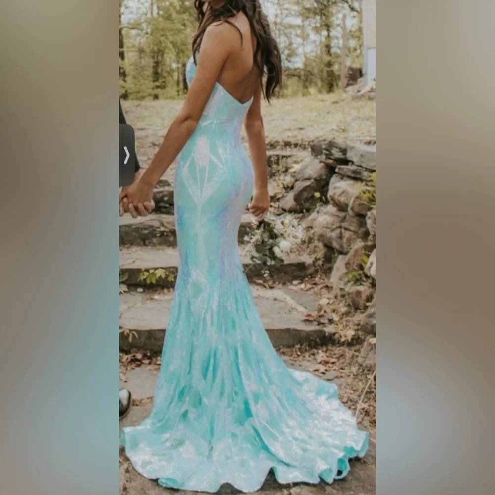 Jovani Iridescent Blue and Purple Prom Dress - Picture 2 of 2